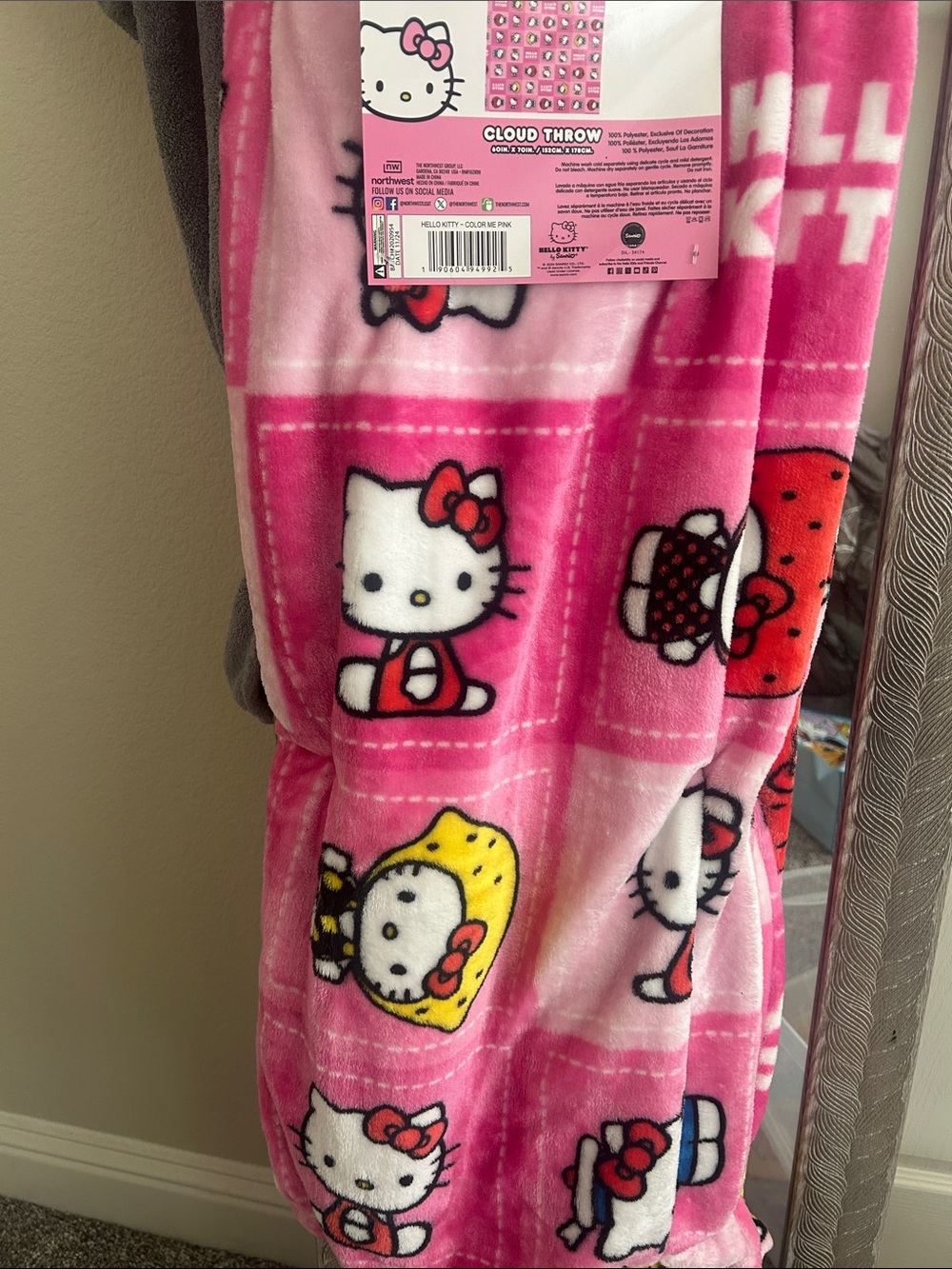 Hello Kitty Pink Plush Cloud Throw Blanket